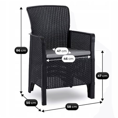 Zestaw Mebli Ogrodowych Na Taras Ogród Technorattan Czarny Dąb