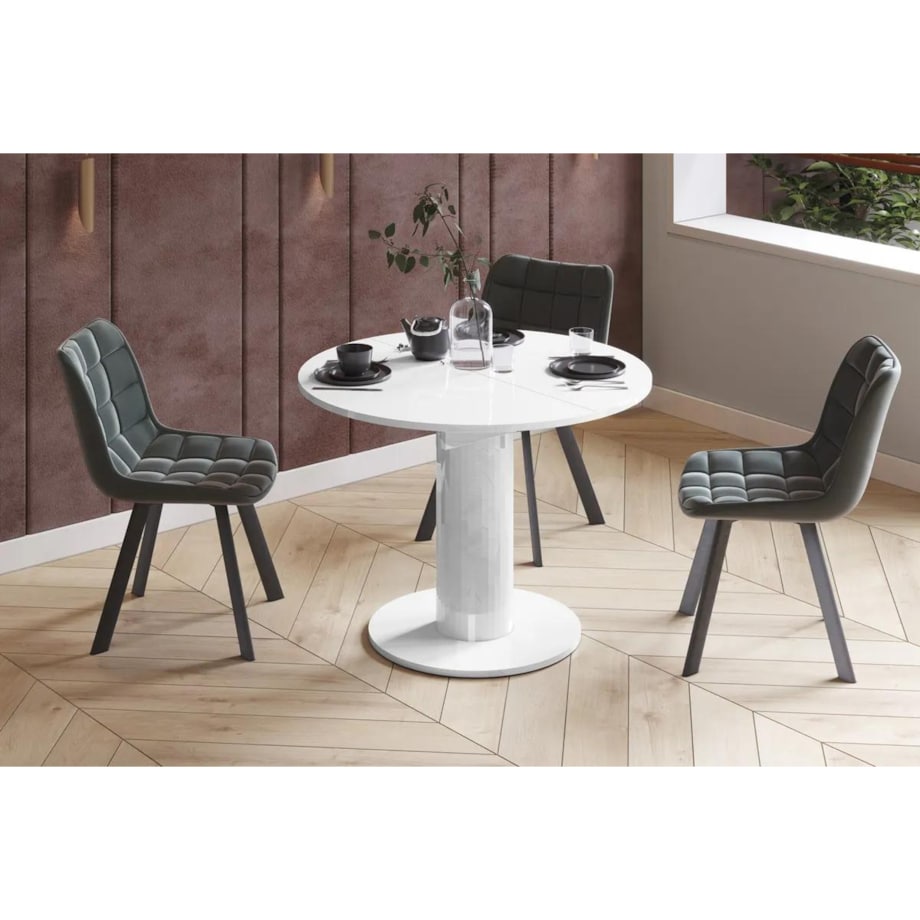 Stół rozkładany SOLO LUX 100(144)x100 biały mat