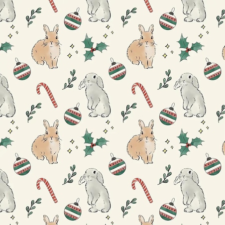Bieżnik świąteczny - Akwarelowe króliczki świąteczne - 40x180
