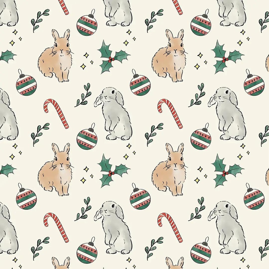 Bieżnik świąteczny - Akwarelowe króliczki świąteczne - 40x180