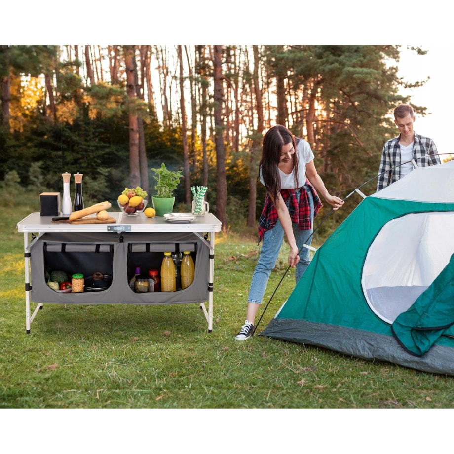 KUCHNIA TURYSTYCZNA SZAFKA stół składany ogrodowy walizka KEMPINGOWY stolik