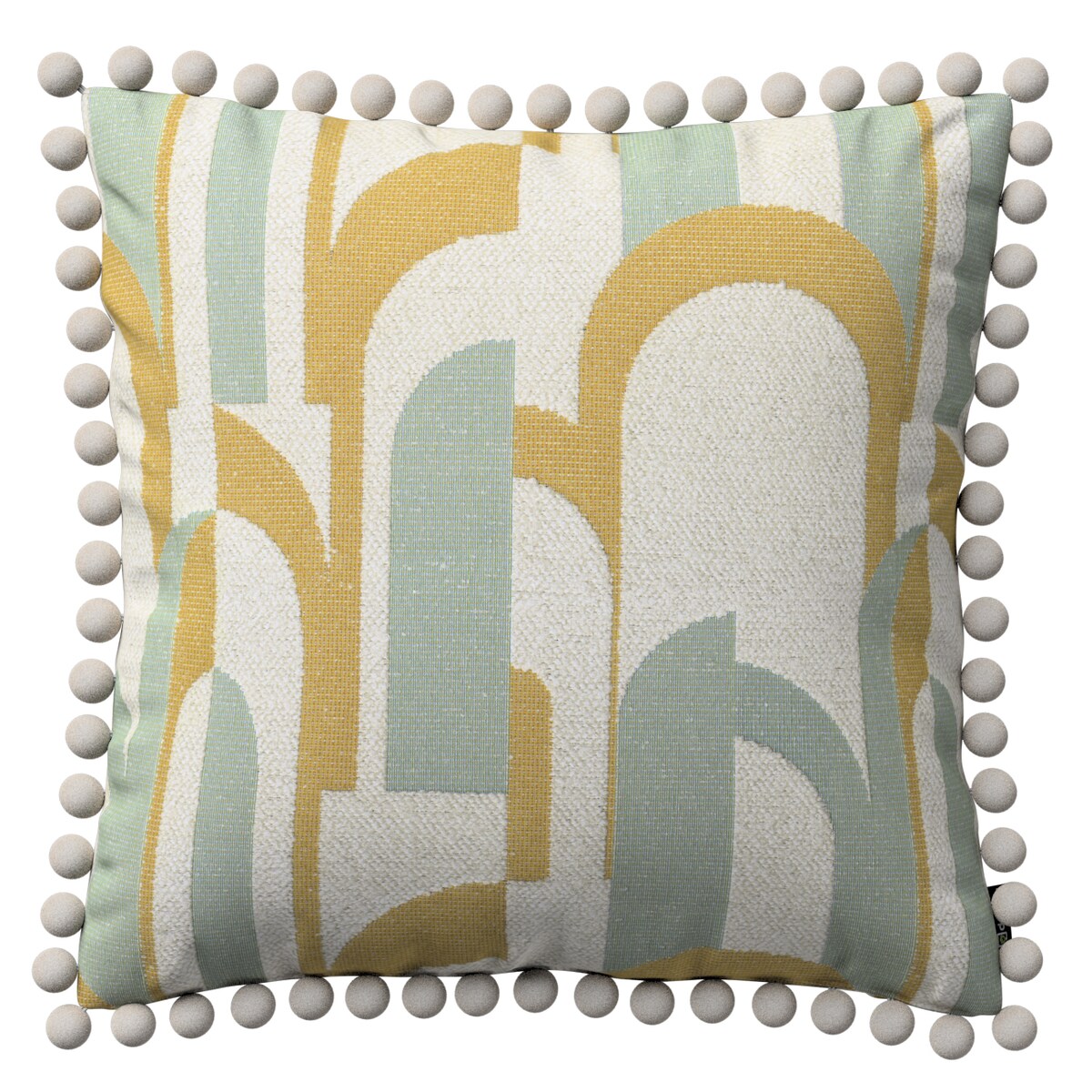 Poszewka Wera na poduszkę 45x45 miętowo-żółte wzory na kremowym tle