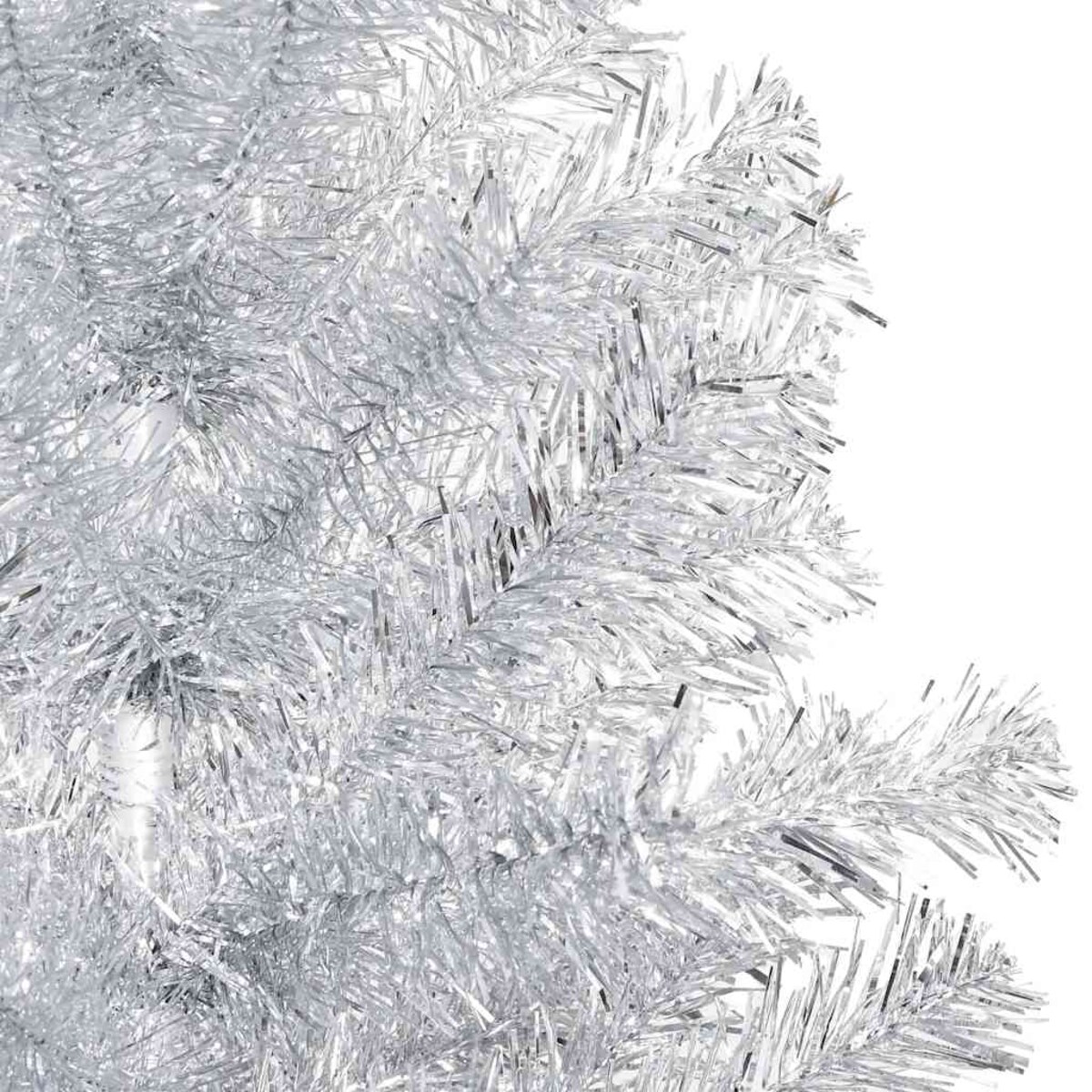 vidaXL Sztuczna choinka z lampkami i bombkami, srebrna, 120 cm, PET