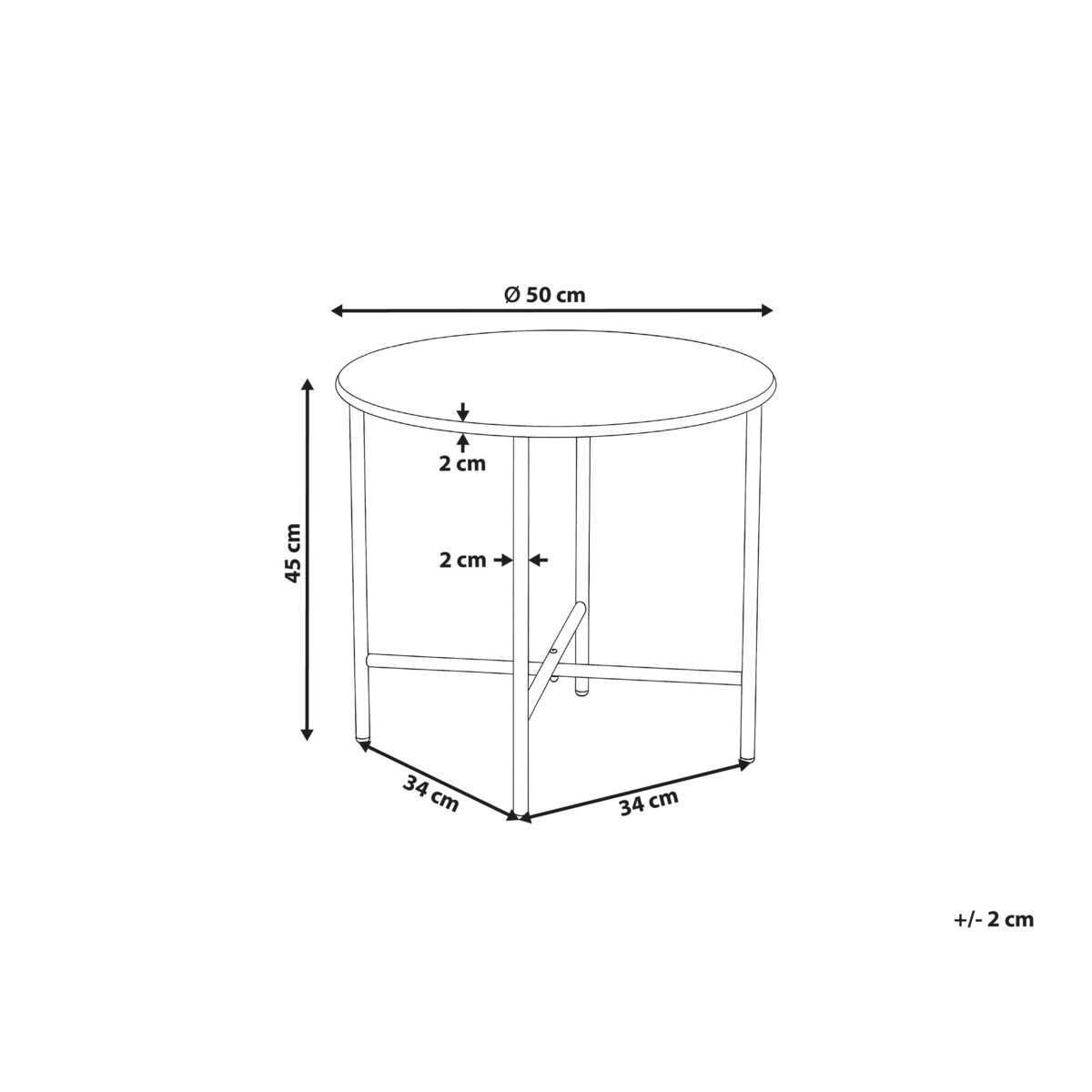Stolik bistro OVARO 50 cm Metal Beżowy