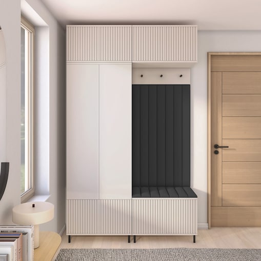 Przedpokój Ritmo wersja 2 szafa frezowana Trinity 16 beż kaszmir