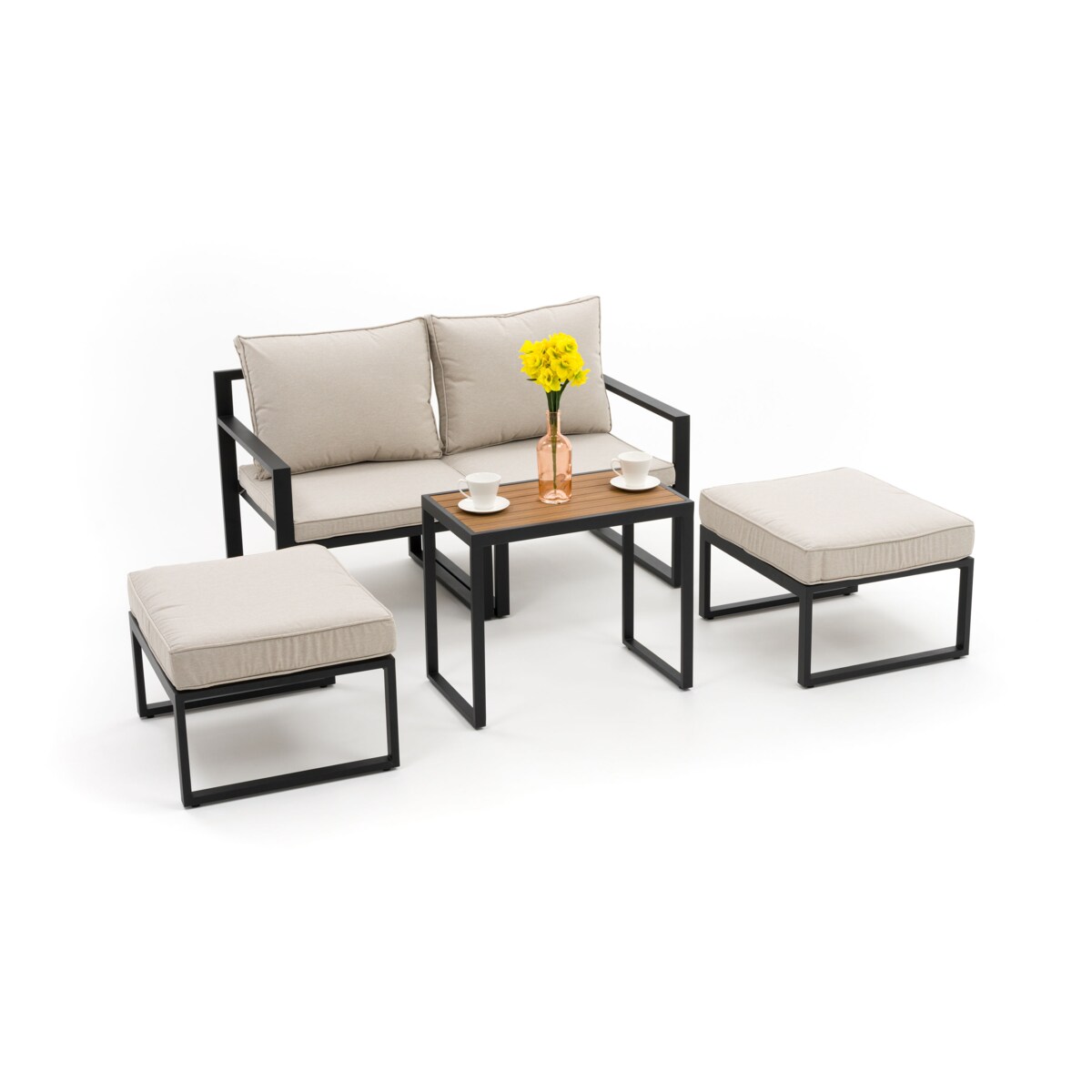 Zestaw mebli ogrodowych aluminiowe nowoczesne ATOL 2 grafitowo beżowe