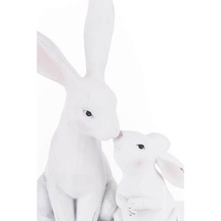 Dekoracja - figurka 2 białe przytulone 27x18x11 cm ZAJĄCZKI-2