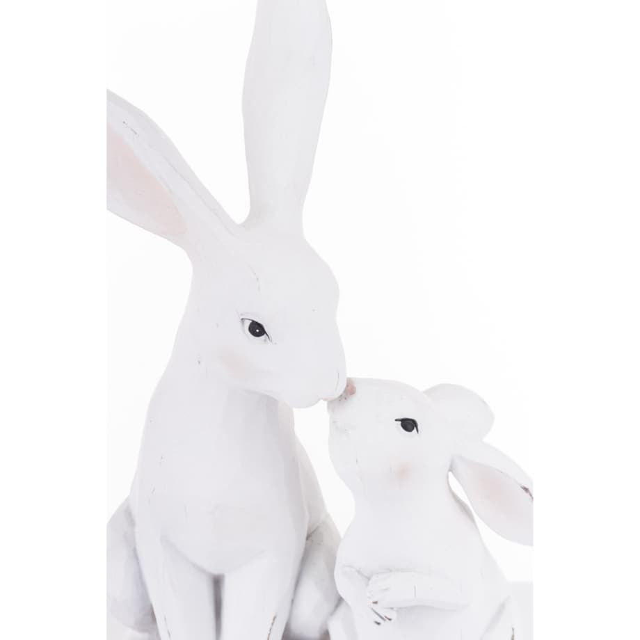 Dekoracja - figurka 2 białe przytulone 27x18x11 cm ZAJĄCZKI-2