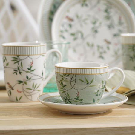 VILLA ITALIA Filiżanka porcelanowa 240 ml ze spodkiem NORIKO GREEN