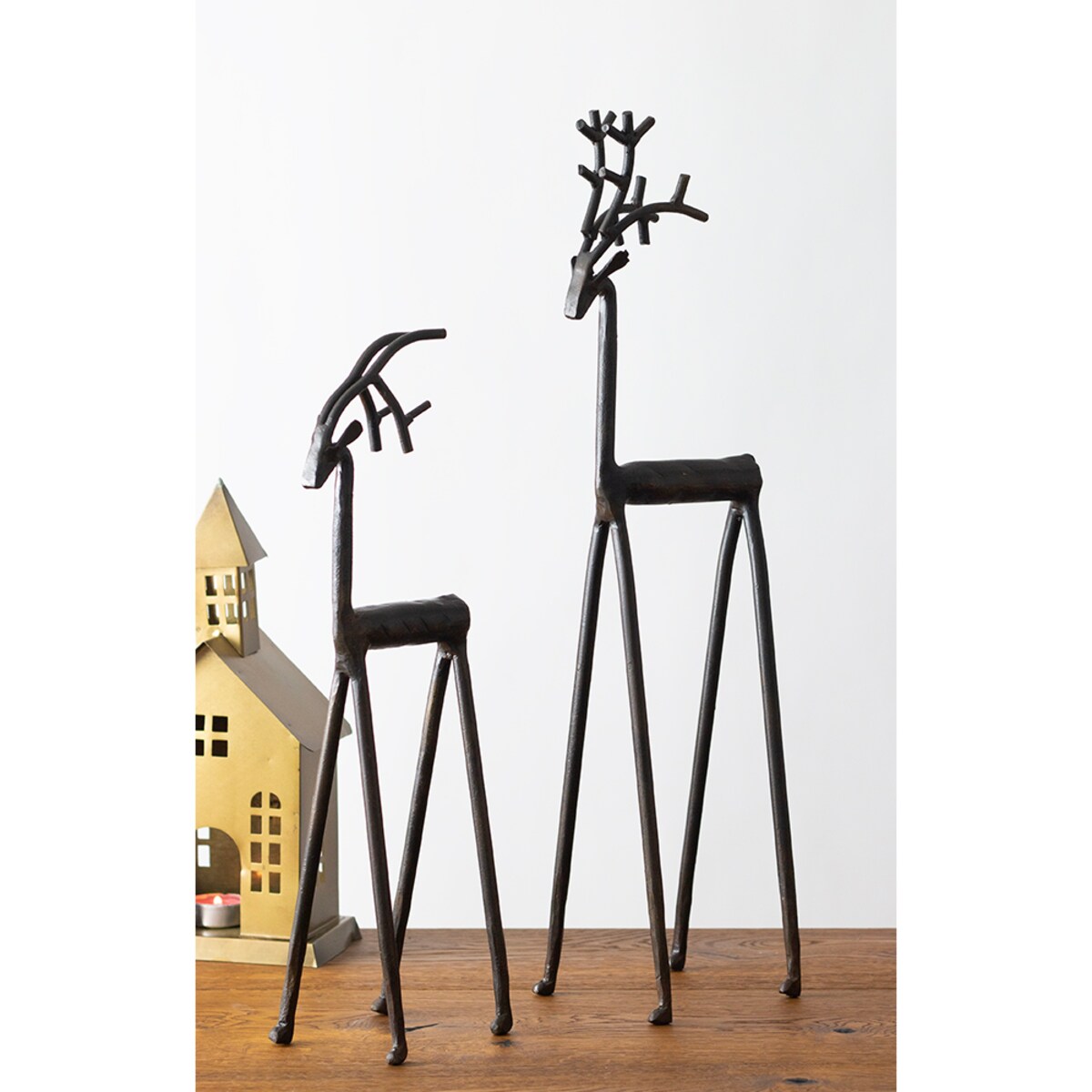 FIGURKA RENIFER JELEŃ 42cm ŚWIĄTECZNA LOFT NA ŚWIĘTA CZARNA METALOWA