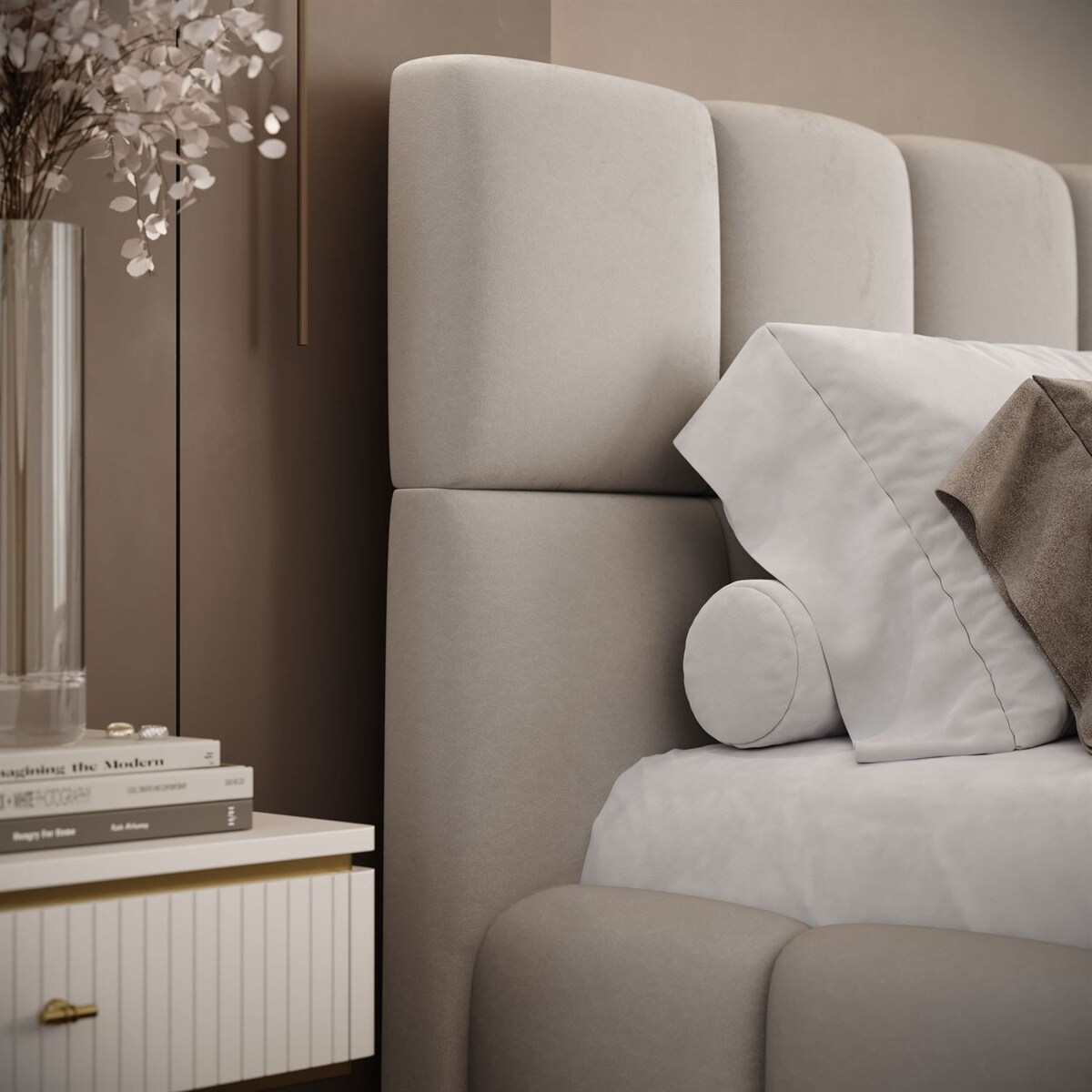 Łóżko tapicerowane VENEZIA, pojemnik na pościel, stelaż 34, 160x200, Castel 04