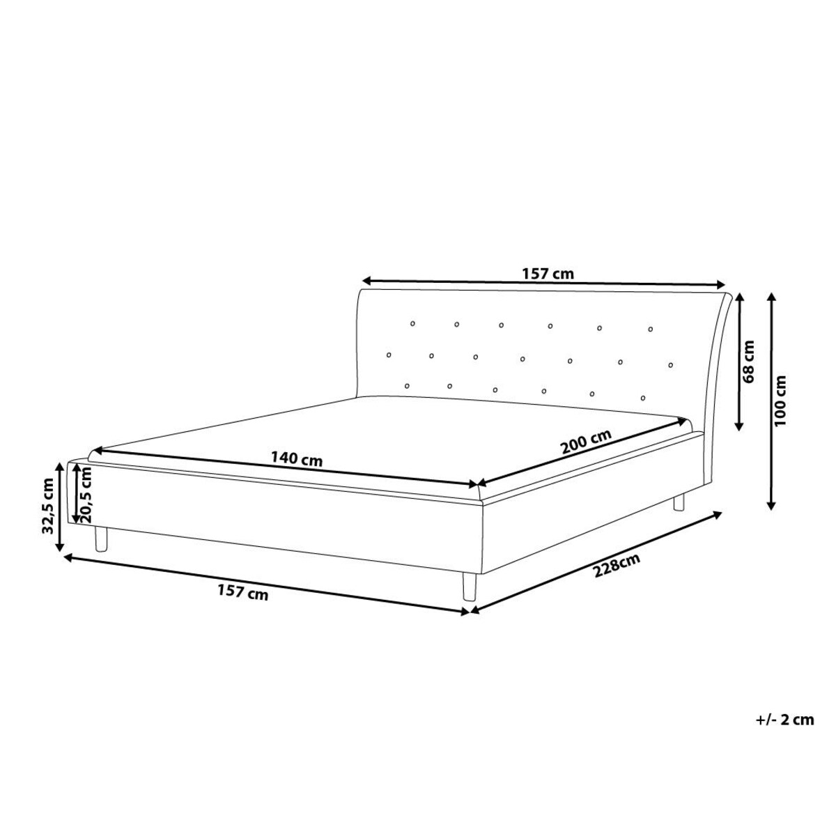 Łóżko tapicerowane 140 x 200 cm jasnoszare SAVERNE