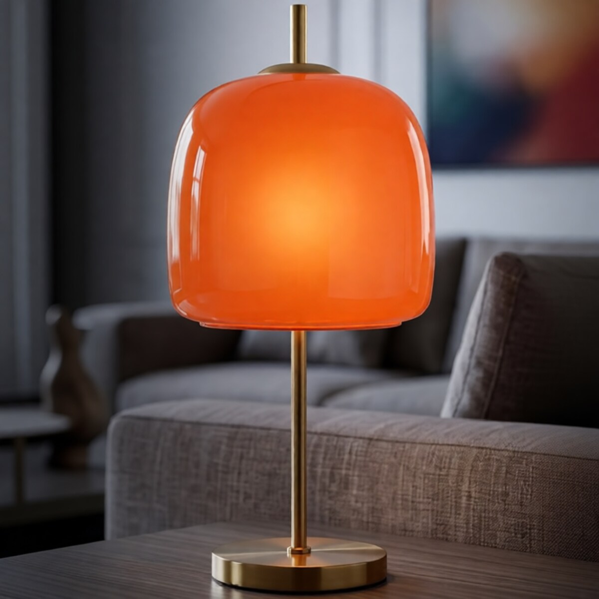 Lampa stołowa Oldy, kolor złoty i pomarańczowy, żelazo i szkło, 30 x 16 x 53 cm, 1 x E27, do salonu i sypialni, Mauro Ferretti