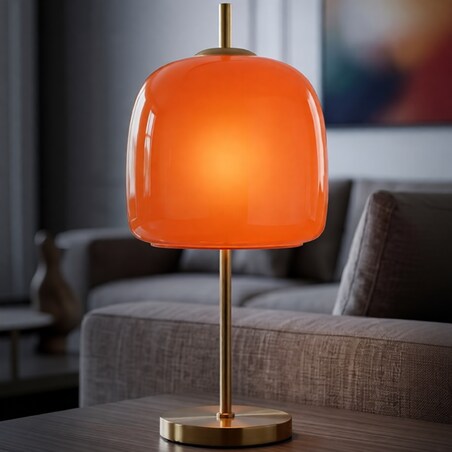 Lampa stołowa Oldy, kolor złoty i pomarańczowy, żelazo i szkło, 30 x 16 x 53 cm, 1 x E27, do salonu i sypialni, Mauro Ferretti