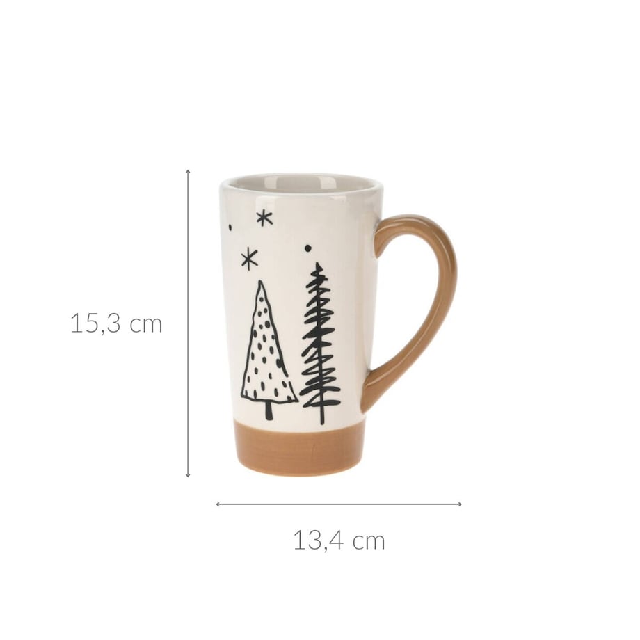 Duży zimowy kubek z motywem choinek, 520 ml