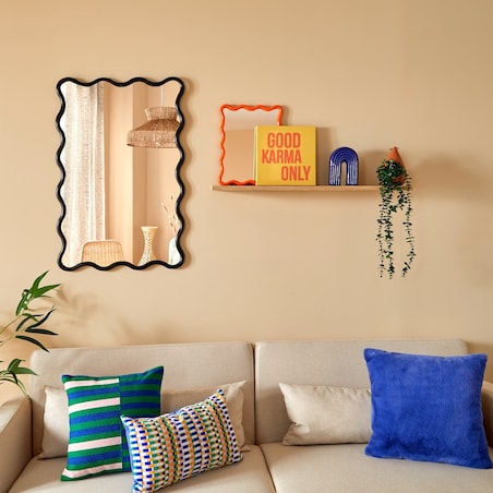 Lustro w falistej ramie czarne 89x59cm Judy