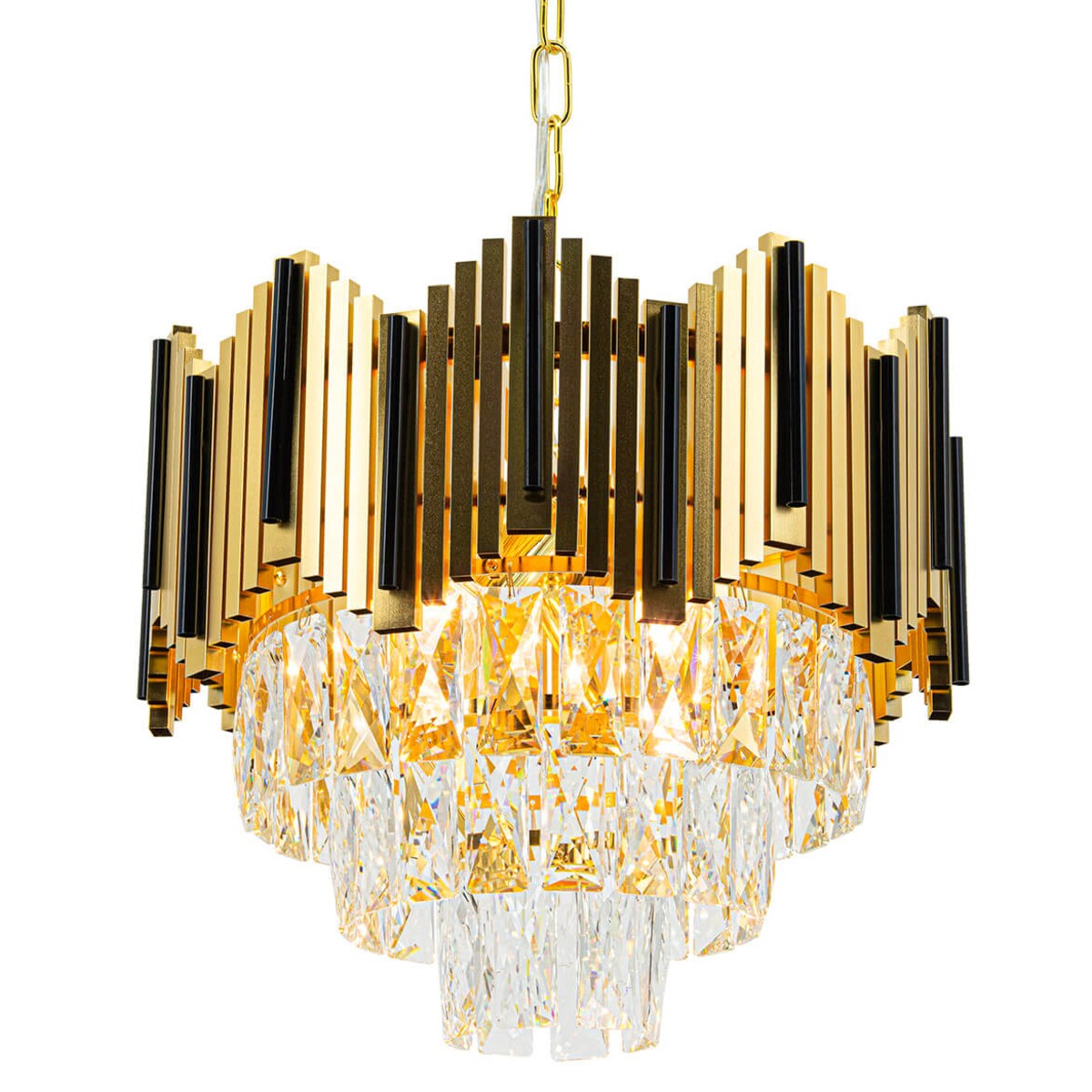 Lampa wisząca Belize 6232/4 TR BL glamour do salonu okrągła złota