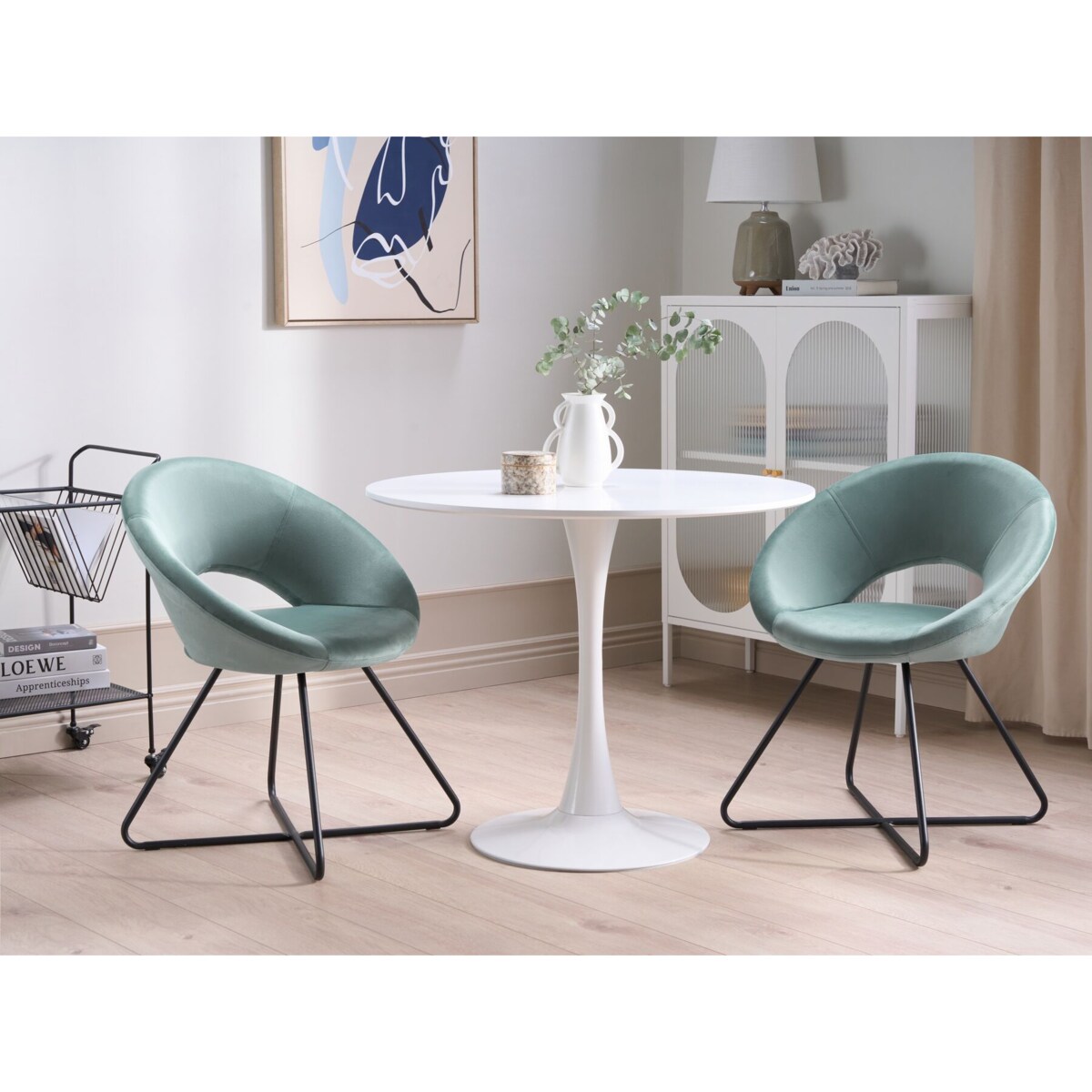 Krzesło welurowe miętowe RACHEL