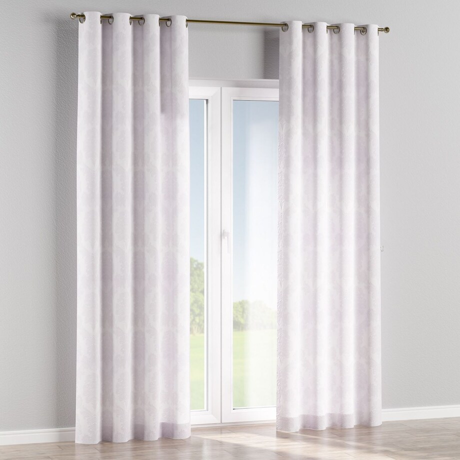 Zasłona na kółkach 1 szt. 130x260 liście akantu na białym tle