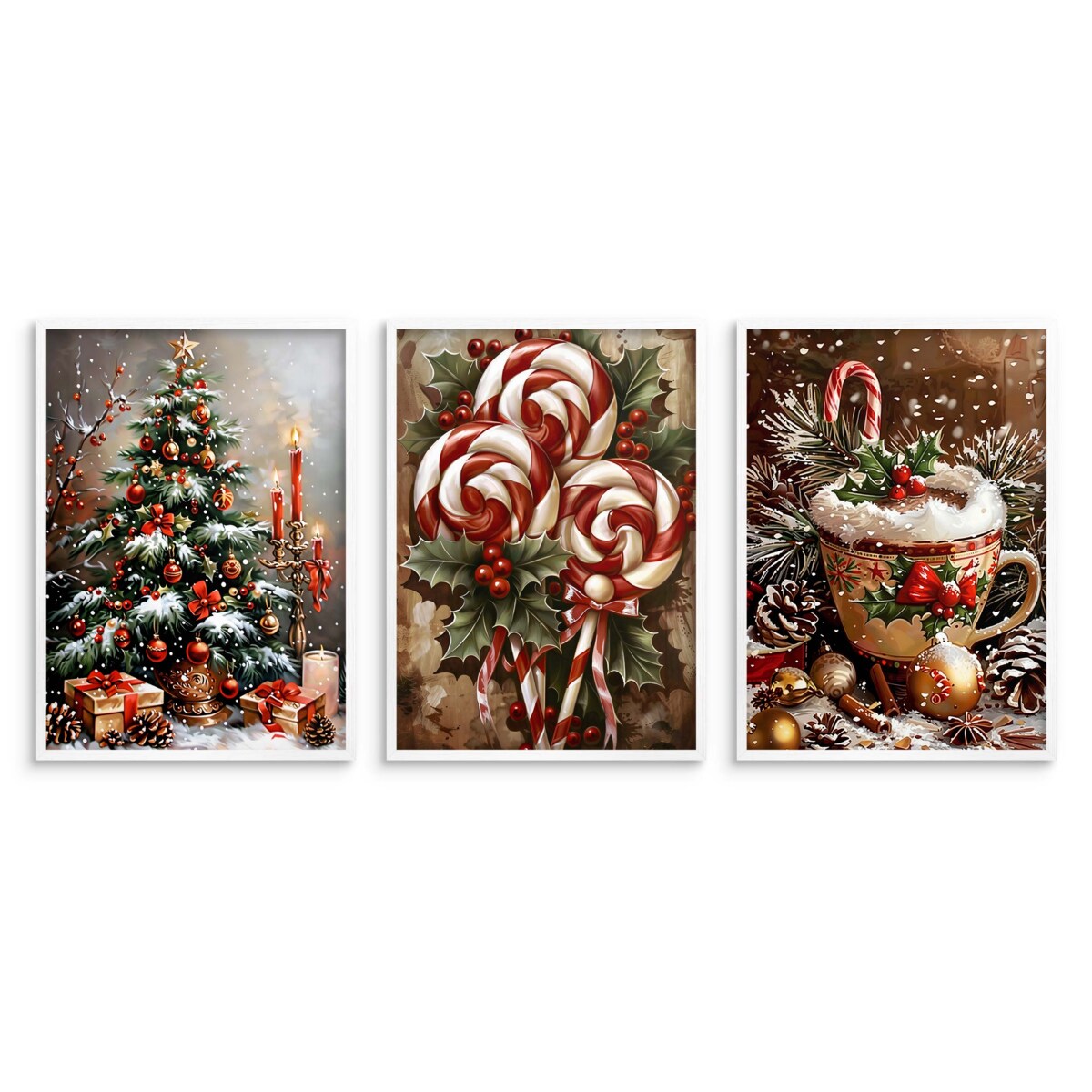 Świąteczne Plakaty w ramkach Obrazy na Święta do sypialni salonu Choinka