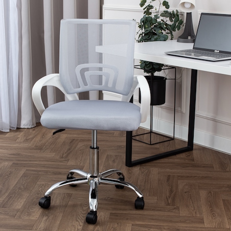 Krzesło biurowe fotel obrotowe regulowane młodzieżowe szare