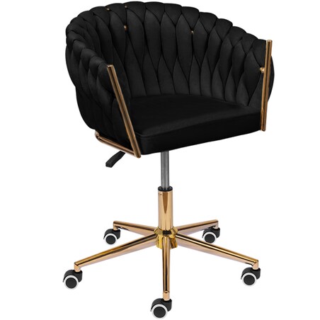 Fotel biurowy krzesło obrotowe regulowane welurowe czarne