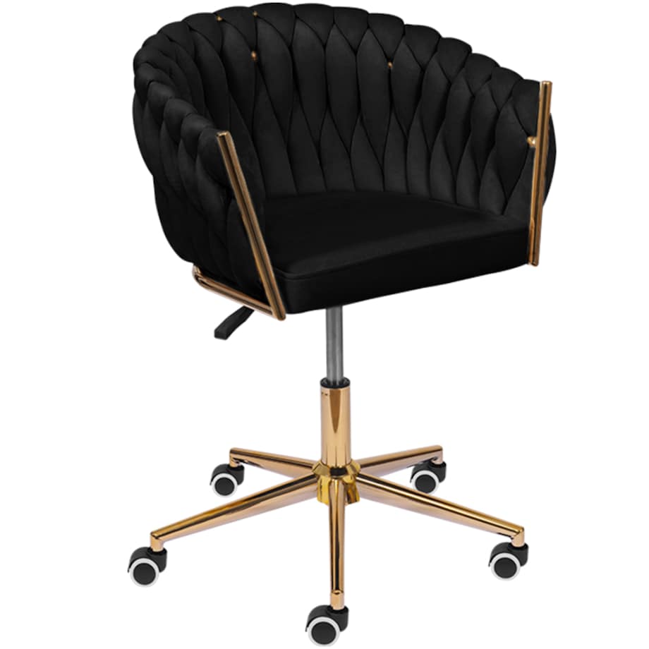 Fotel biurowy krzesło obrotowe regulowane welurowe czarne