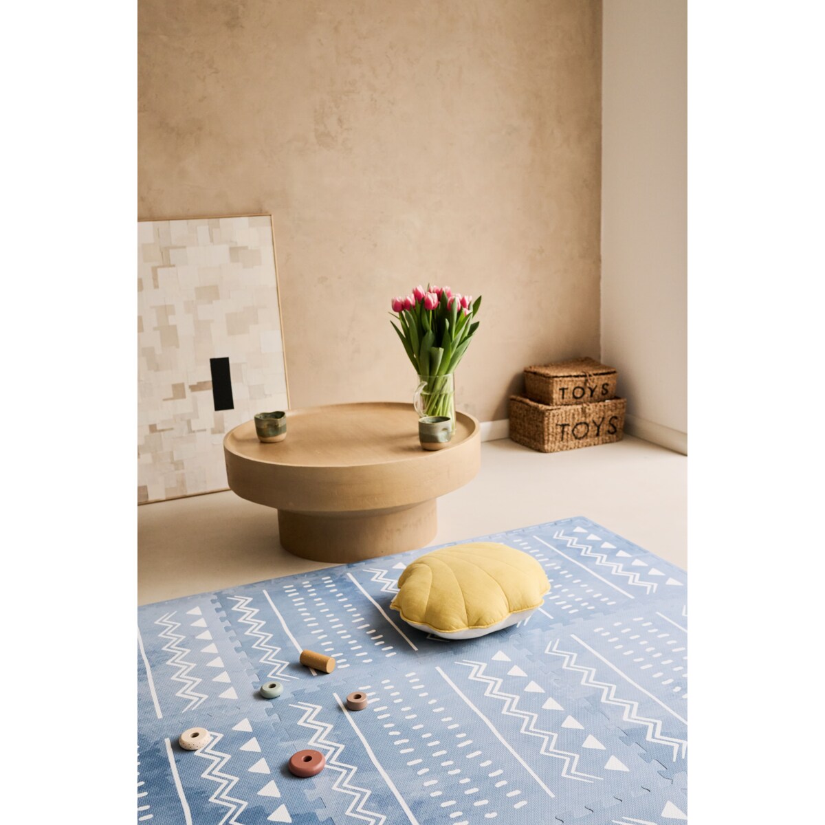 Mata Piankowa Puzzle OLYA KIDS wzór BOHO AZURE 120x180 cm