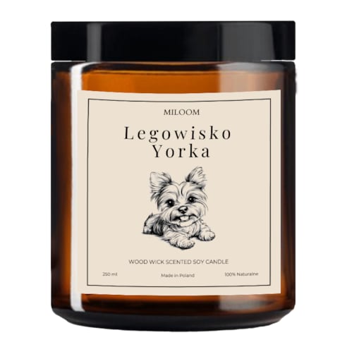 Świeca Sojowa Zapachowa z Drewnianym Knotem LEGOWISKO YORKA 230 ml Miloom