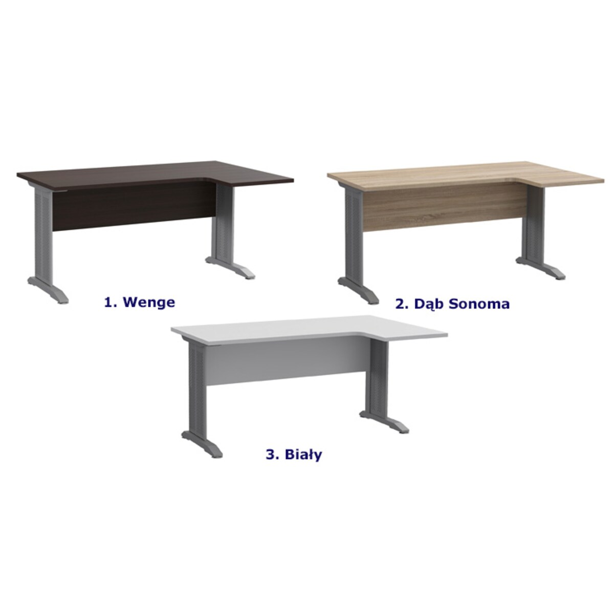 Białe prawostronne biurko narożne - Gispik 3X