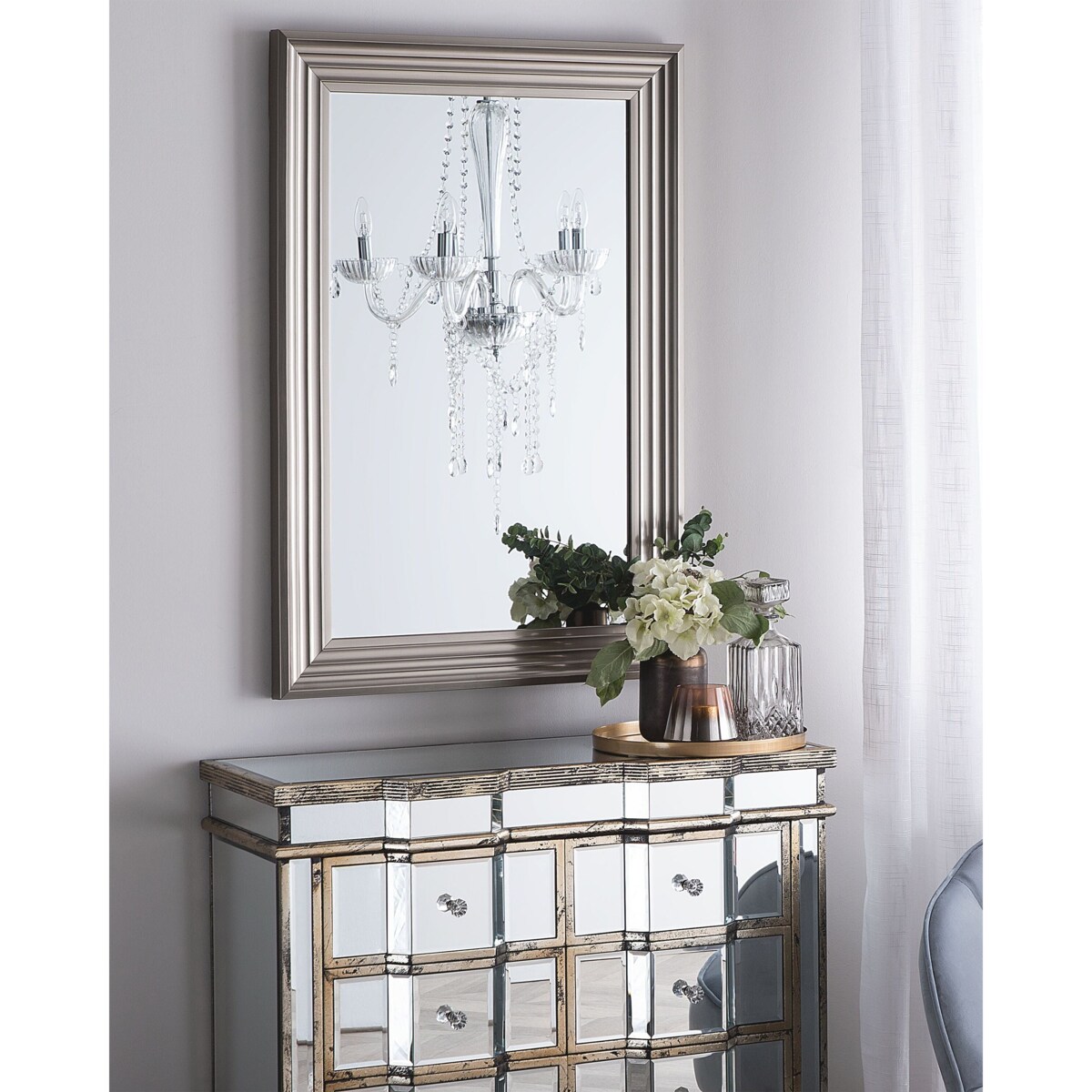 Lustro ścienne CHATAIN 61 cm 91 cm Srebrny