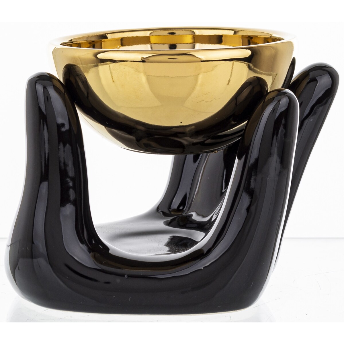 Kominek zapachowy ceramiczny 10x12x10,5 cm AROMA czarno-złoty