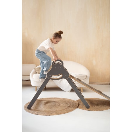 Drabinka Pikler + DUŻA zjeżdżalnia CHMURKI - szara