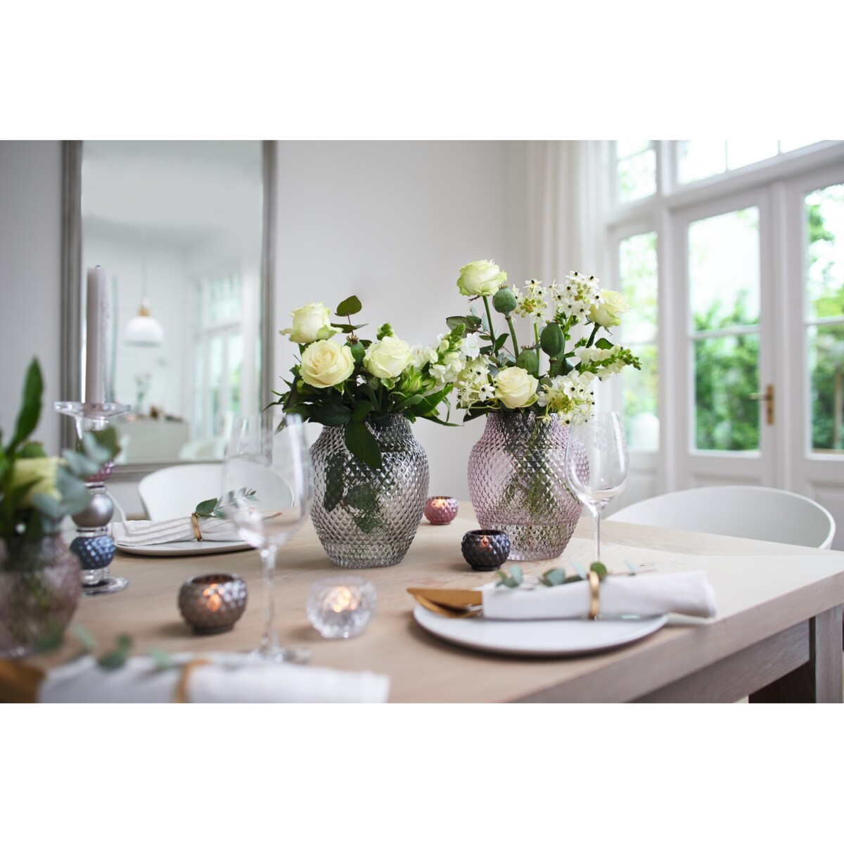 Wazon szklany h 23cm szary POESIA - Leonardo