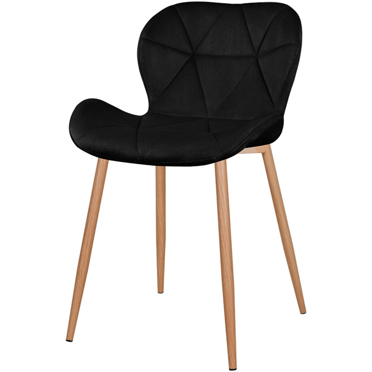 Krzesło tapicerowane czarne welurowe jasne nogi do salonu jadalni