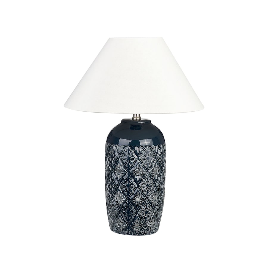 Lampa stołowa ceramiczna ciemnoniebieska TELIRE