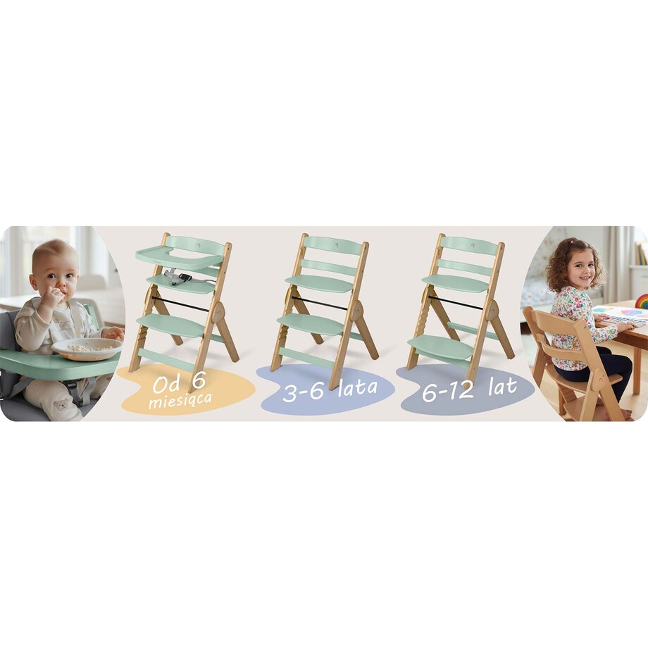 Drewniane krzesełko do karmienia Nukido składane regulowane pasy 702003