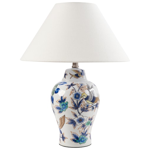 Lampa stołowa MORACA Porcelana Biały/ niebieski