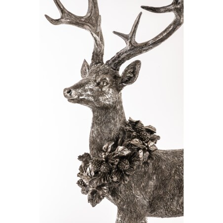 Dekoracja - figurka stojącego jelenia 50x38x28 cm SHIKA-3 szary z wieńcem