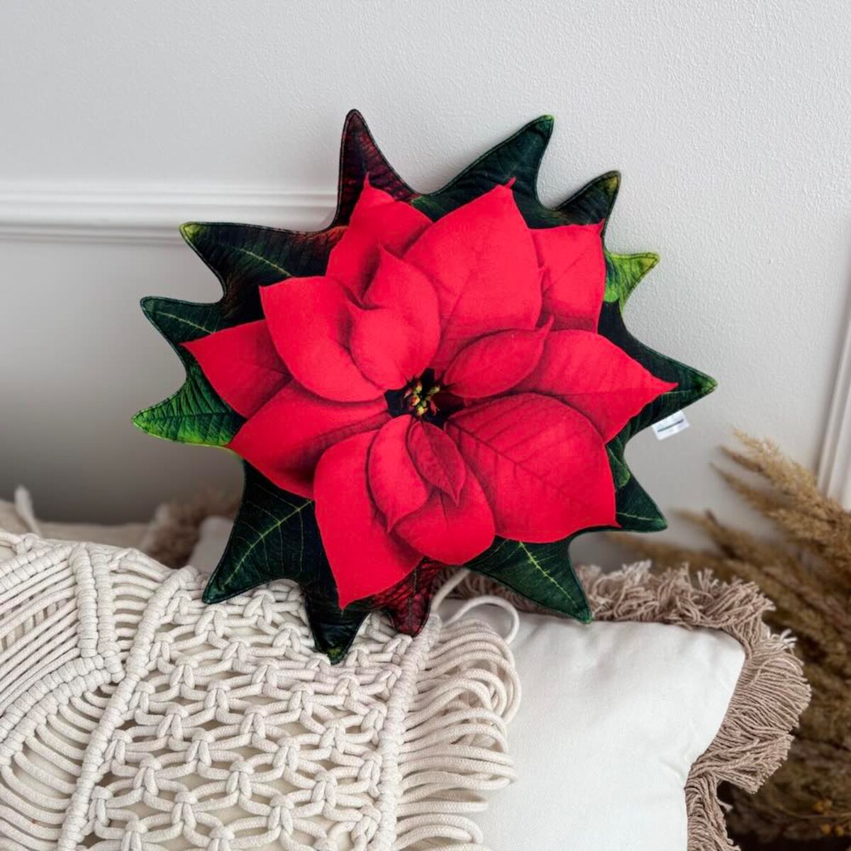 Poduszka mała Gwiazda Betlejemska czerwona Poinsencja