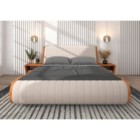 Łóżko lewitujące drewniane bukowe Visby HARALD / 140x200 cm, kolor naturalny, zagłówek Trinity 02