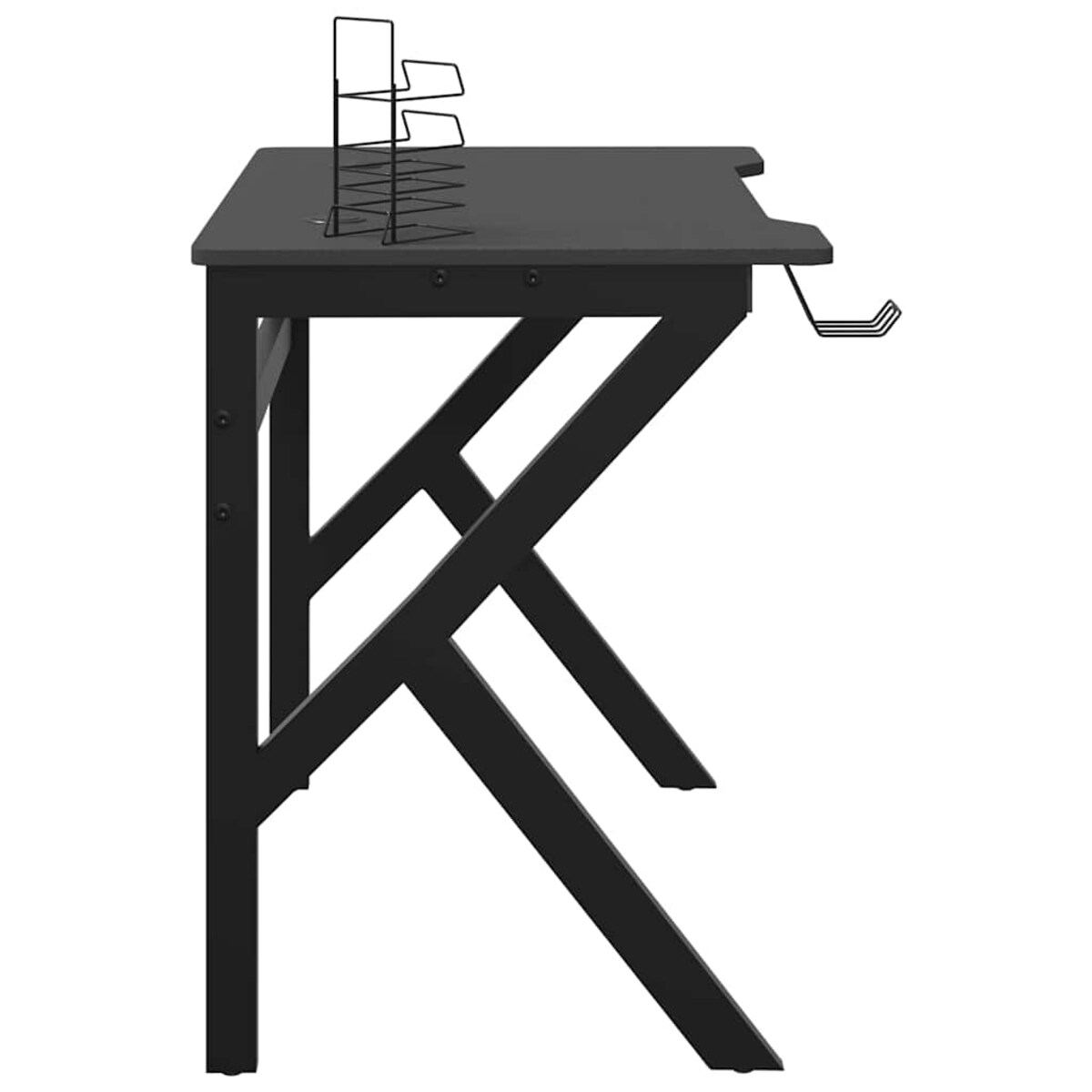vidaXL Biurko do gier z nogami w kształcie K, czarne, 90x60x75 cm