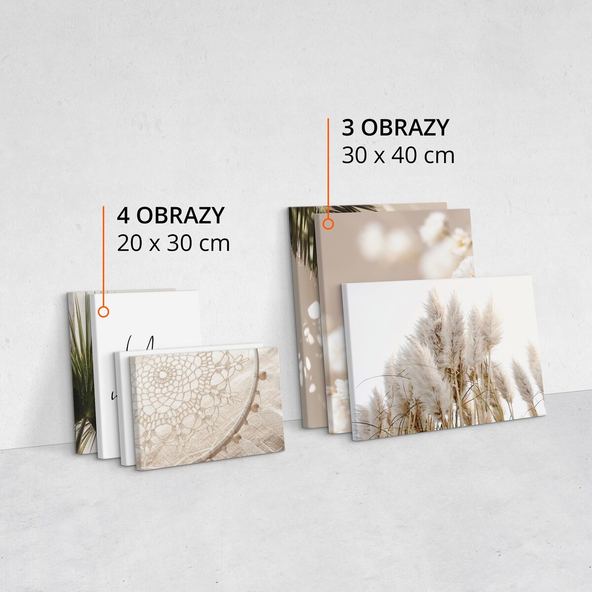 ZESTAW OBRAZÓW DO SALONU TRAWY LIŚCIE TROPIKALNE MAKRAMA STYL BOHO 110x80cm