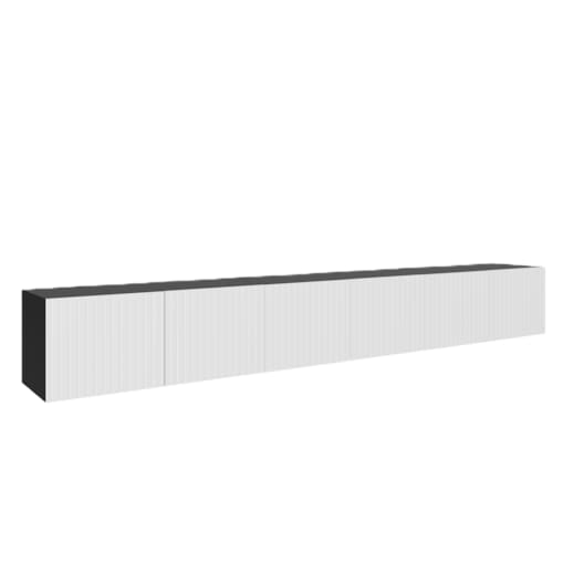 Szafka RTV RIO 300 cm zamknięta pod telewizor ,ryflowana- czarny+biały