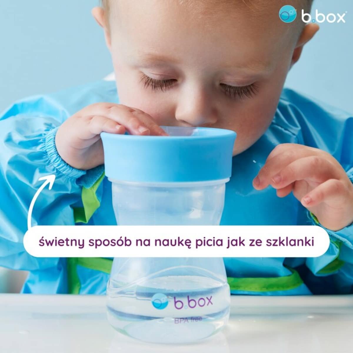 Kubek treningowy do nauki picia dla dziecka 12m+ szałwiowy 240 ml b.box