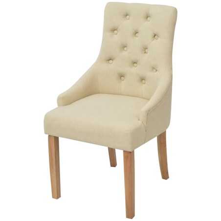 vidaXL Krzesła stołowe, 2 szt., kremowe, obite tkaniną