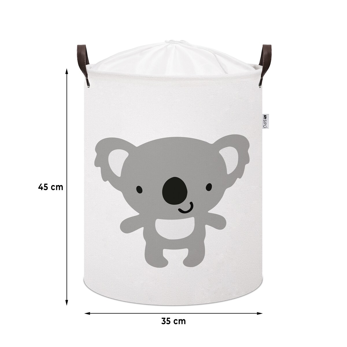 bawełniany kosz na zabawki sipo, zamykany na ściągacz, koala, xl