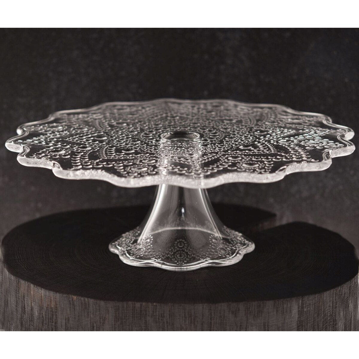 PATERA SZKLANA jasło na ciasto desery owoce prezent 28 cm na nodze tort