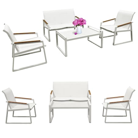 Zestaw Mebli Ogrodowych 2X Krzesło Sofa Stolik Komplet Aluminium Na Taras