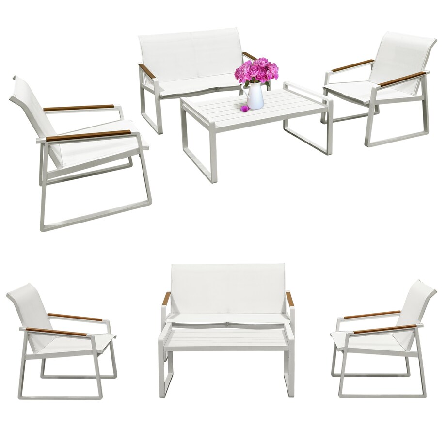 Zestaw Mebli Ogrodowych 2X Krzesło Sofa Stolik Komplet Aluminium Na Taras